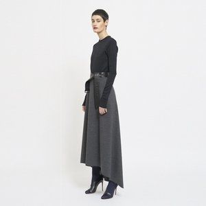 Asymmetric Two-tone Wool-Blend Jersey Maxi Dress